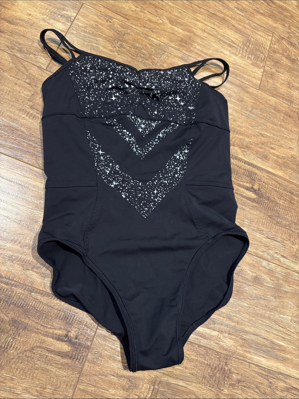 Ivivva Black Girls' One-Piece bodysuit with Silver Sparkle design